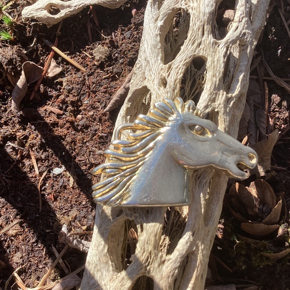 Vintage Heavy Metal Artistic Stallion Horse Belt Buckle/Scarf Slide main image 7
